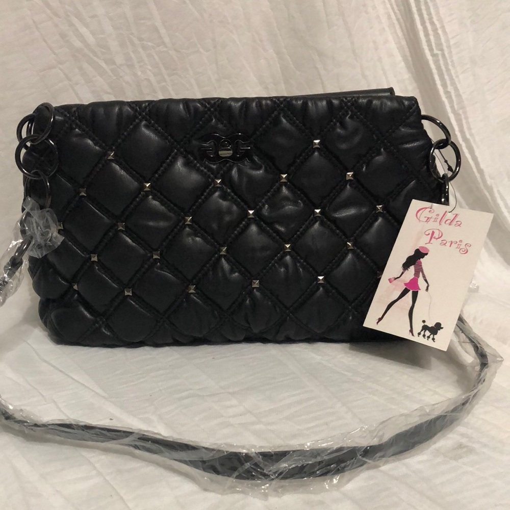 Gilda Paris Quilted Black Crossbody Bag NWT